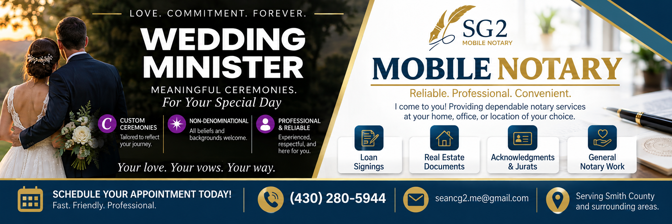 SG2 Mobile Notary and Wedding Officiant services